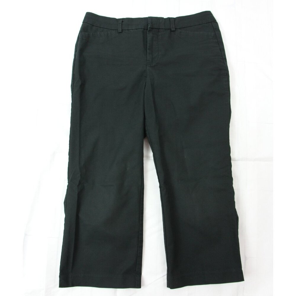 Dockers Cotton Twill Flat Front Capri Peddle Pushers Cropped Pants Black M